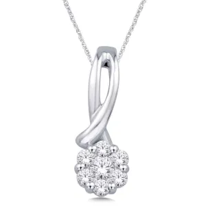 10K White Gold 1/6 Ct.Tw. Diamond Flower Pendant