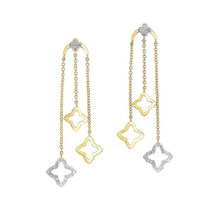 10KT Two-Toned Star Drop Earrings 1/3 CTW