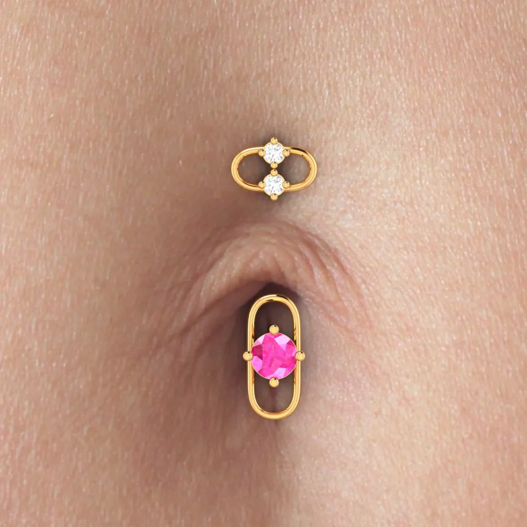 14k Dazzling Carabiner-shaped Diamond Belly Button Ring