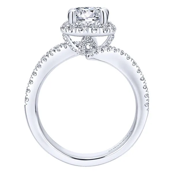 14k White Gold Halo Bypass Ring - ER12760R4W44JJ