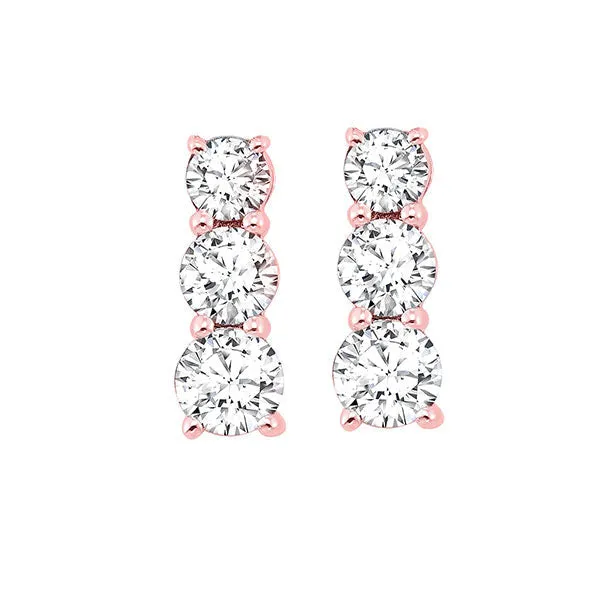 14KT Pink Gold & Diamond Studded Fashion Earrings   - 1/2 ctw