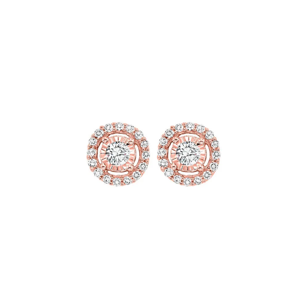 14KT Pink Gold & Diamond Tru Reflection Fashion Earrings  - 3/4 ctw