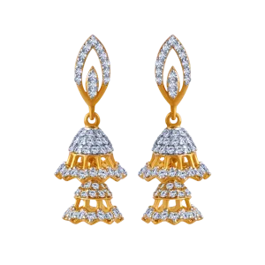 18k Intricate Diamond Jhumka