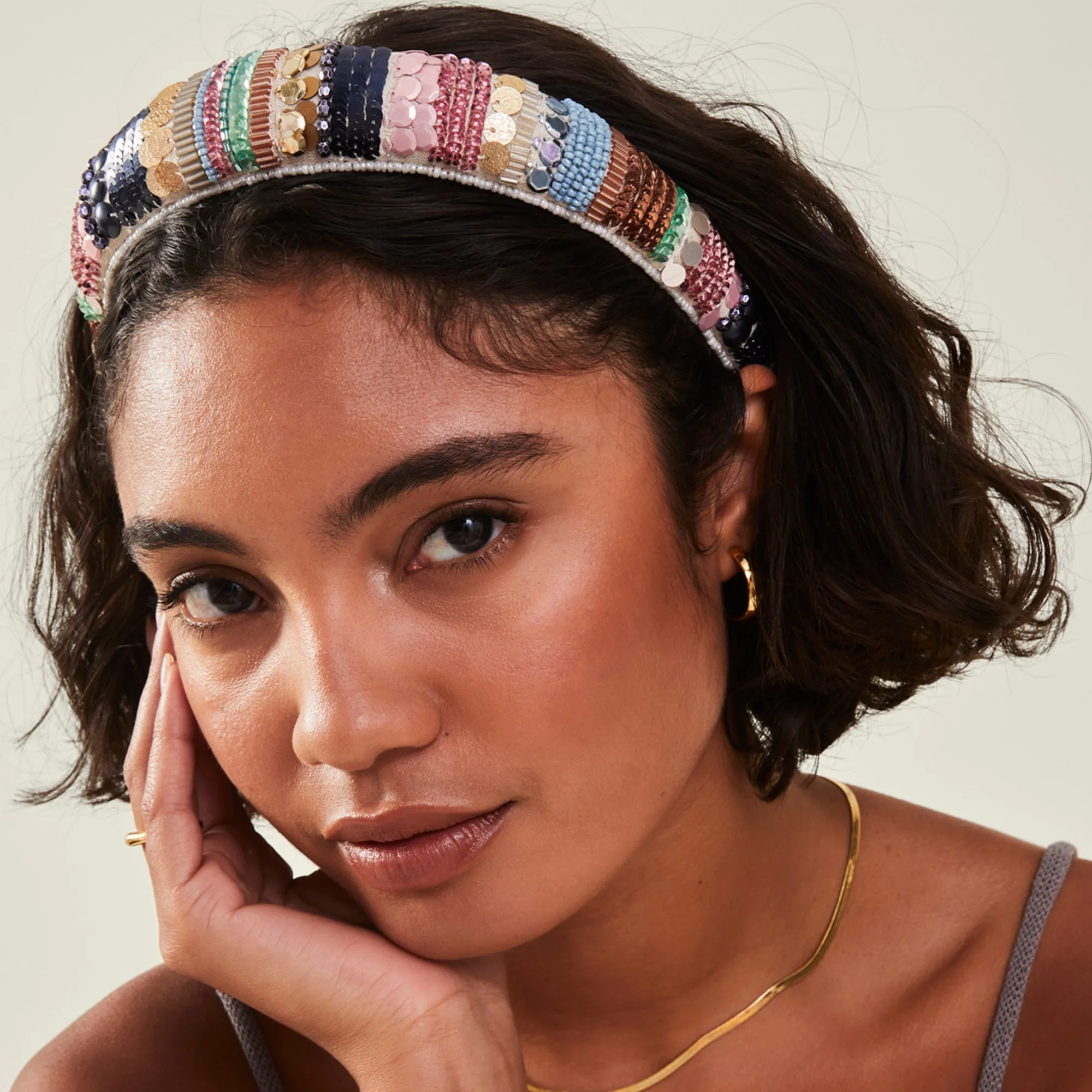 Accessorize London Women's Beaded Sequin Padded Headband