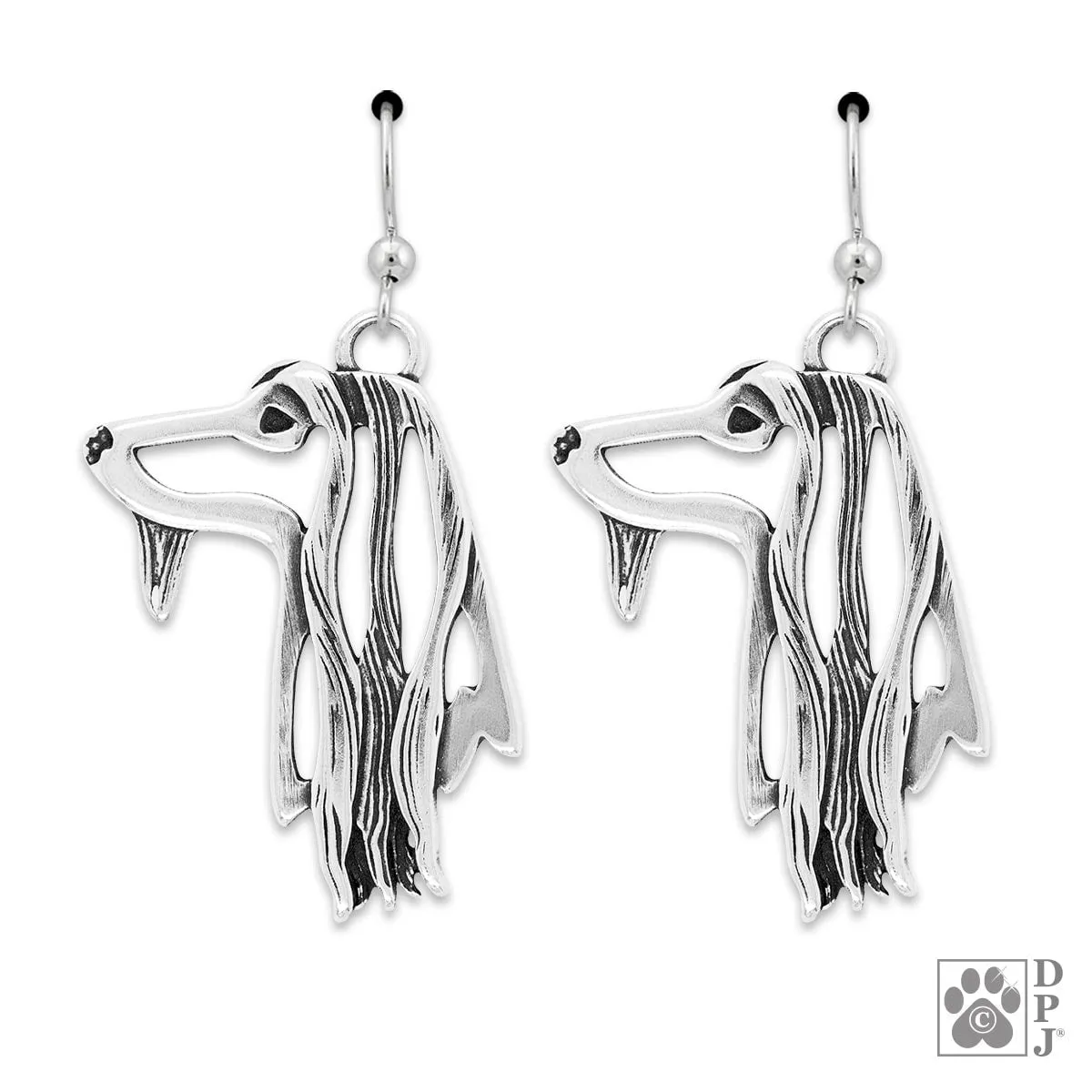 Afghan Hound Sterling Silver Earrings