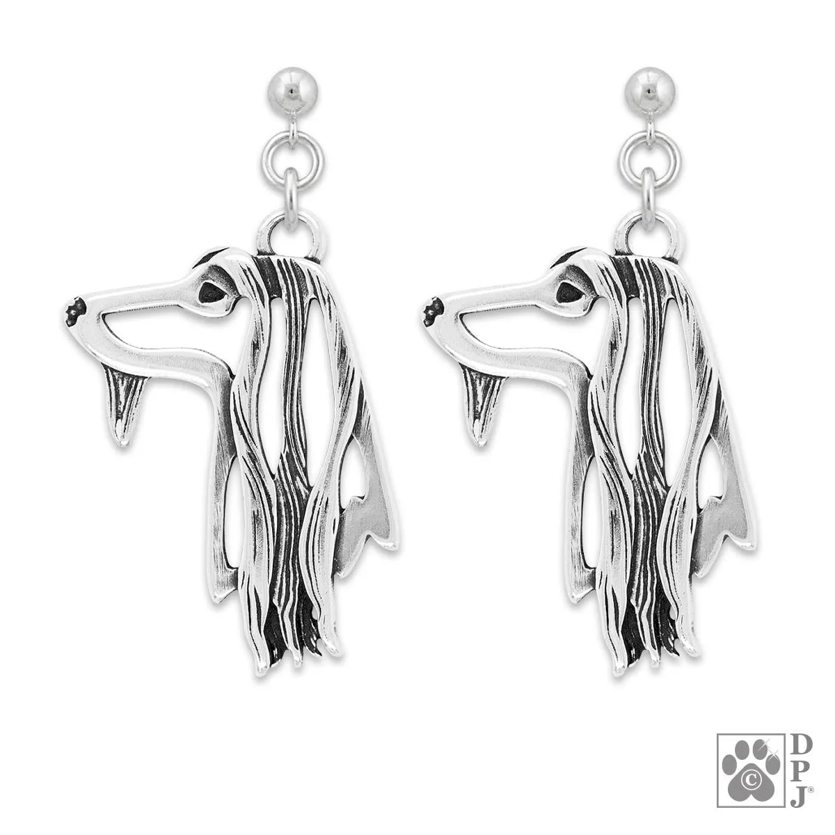 Afghan Hound Sterling Silver Earrings