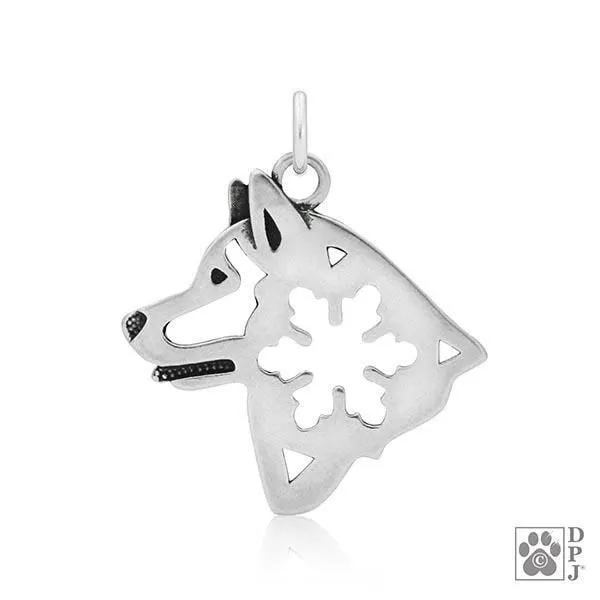 Alaskan Malamute w/Snowflake, Head, Pendant