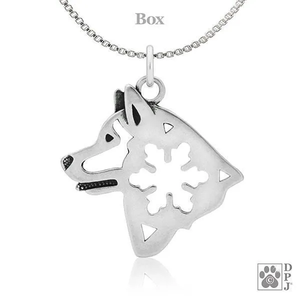 Alaskan Malamute w/Snowflake, Head, Pendant