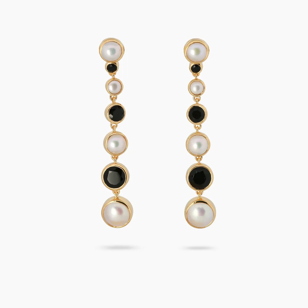 Amare Wear FreshWater Pearl and Black Onyx Statement Earring