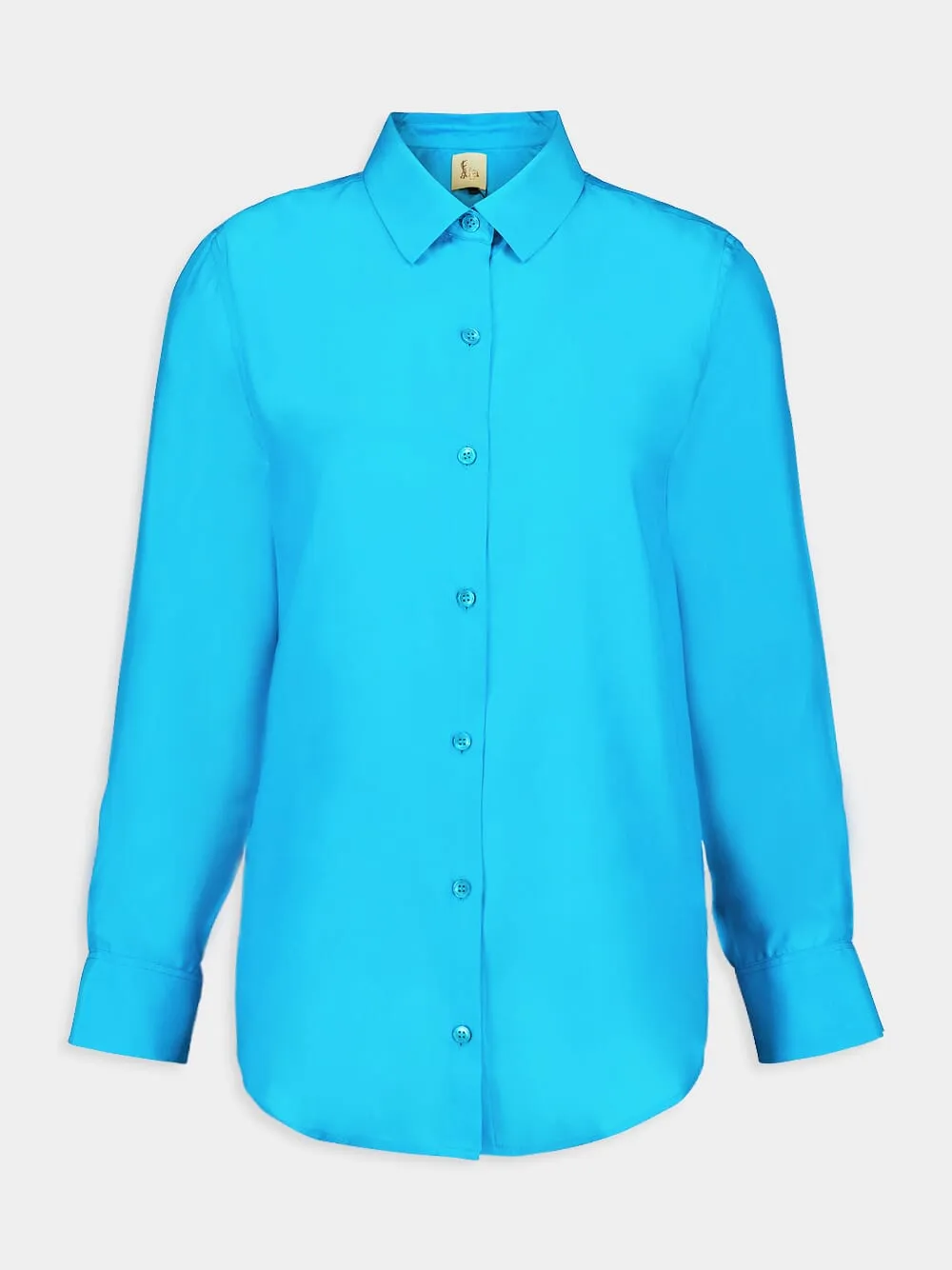 Ametista Blue Silk Satin Matte Shirt