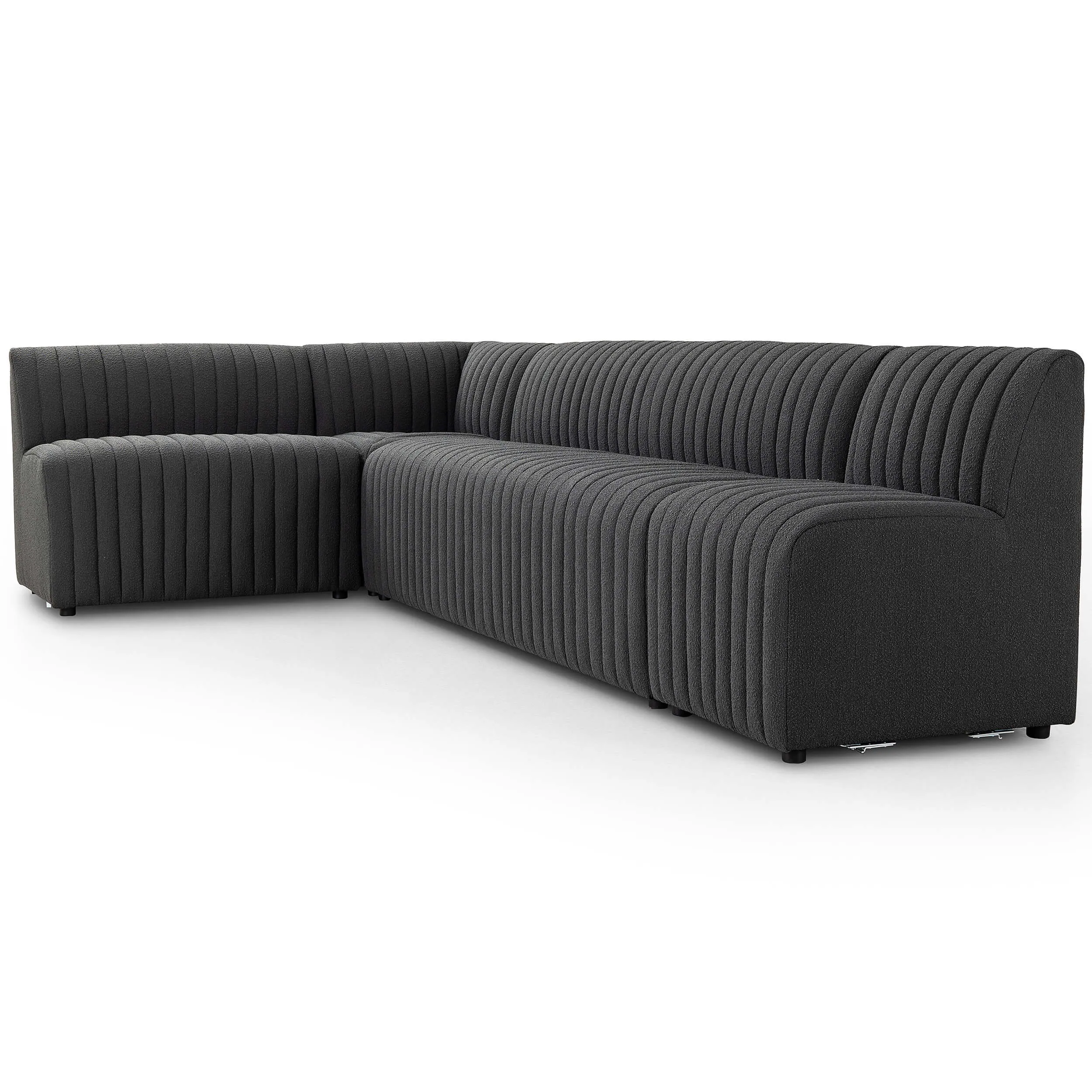 Augustine 135" L-Shaped Banquette, Boucle Charcoal