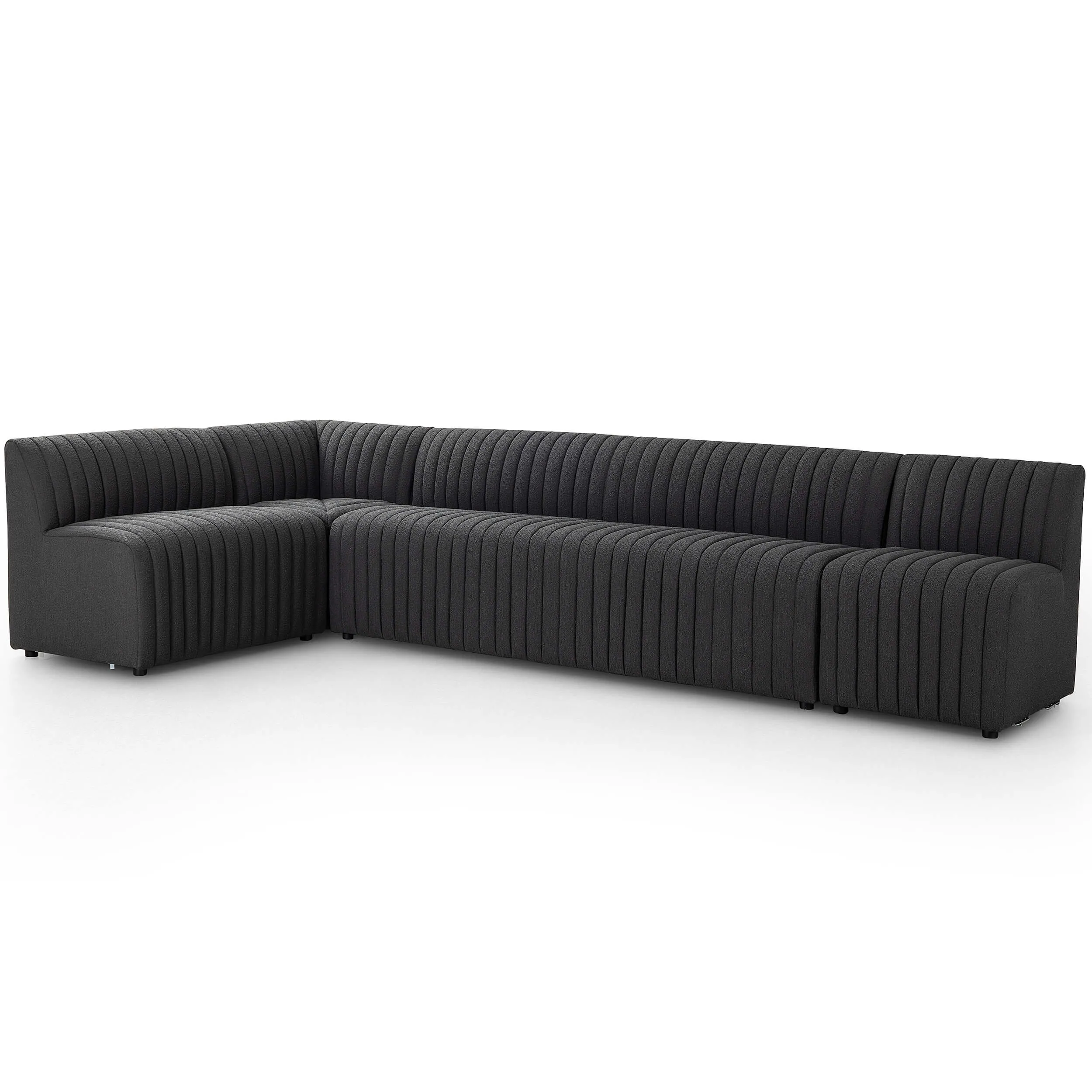 Augustine 135" L-Shaped Banquette, Boucle Charcoal