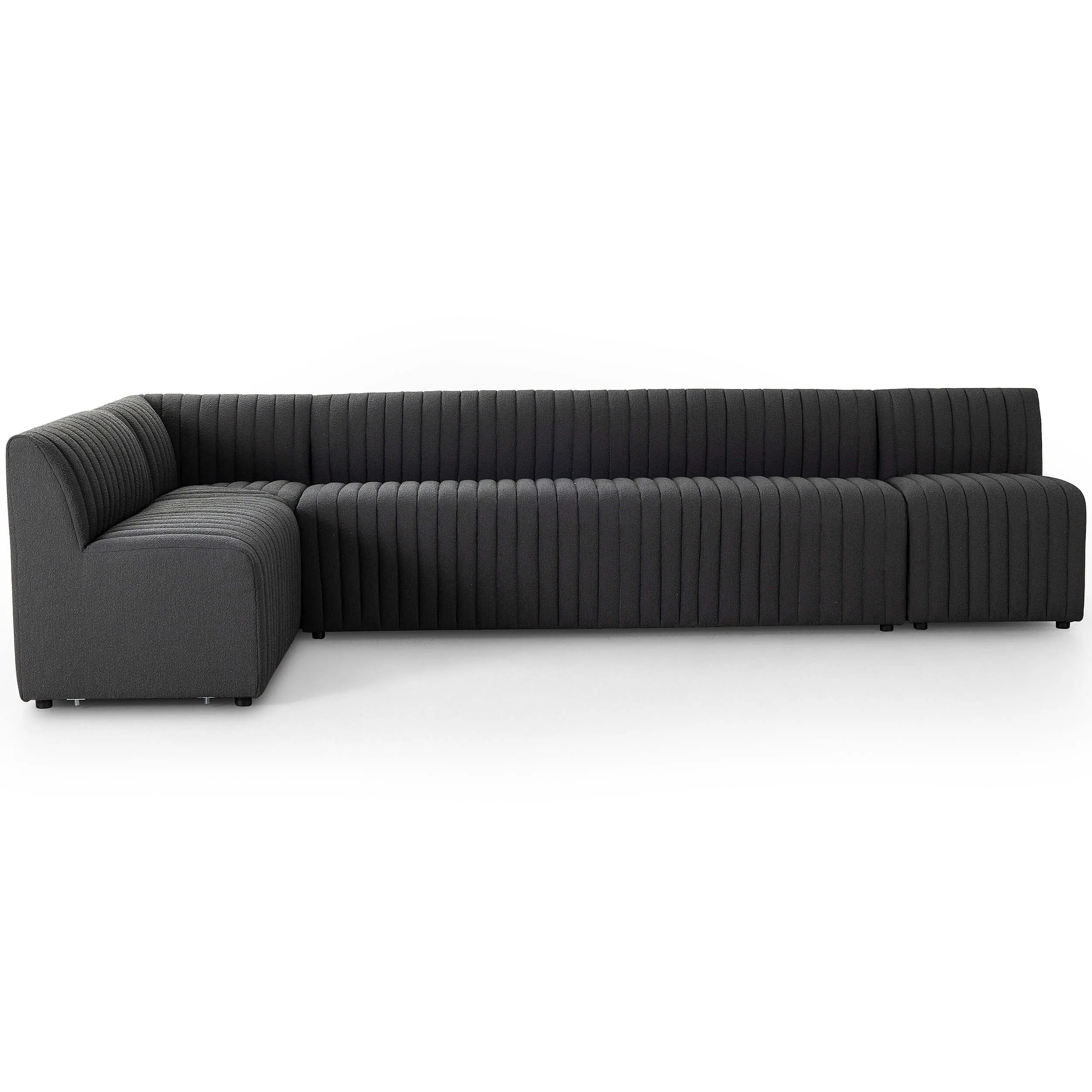 Augustine 135" L-Shaped Banquette, Boucle Charcoal