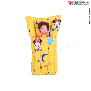 Baby Sleeping Bag Premium Cotton Mickey Mouse Print, 0-12m Age - Yellow