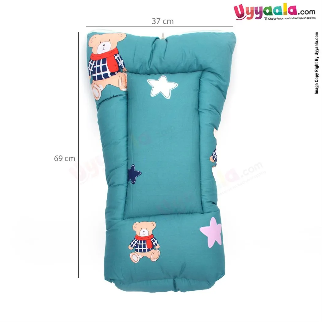 Baby Sleeping Bag Premium Cotton With Bear & Star Print, 0-12m Age - Green