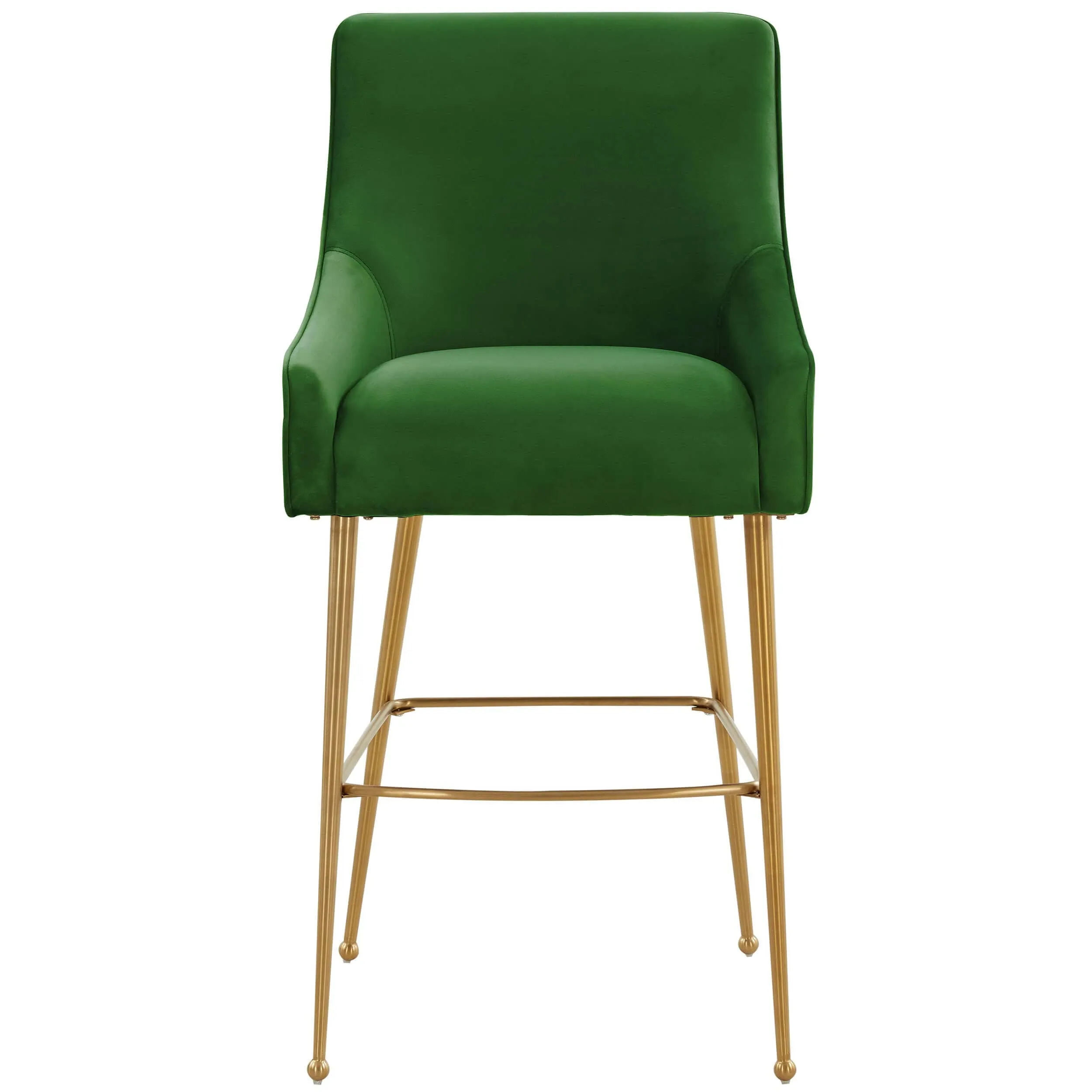 Beatrix Bar & Counter Stool, Green/Brushed Gold Legs