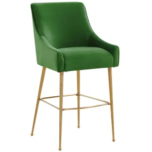 Beatrix Bar & Counter Stool, Green/Brushed Gold Legs