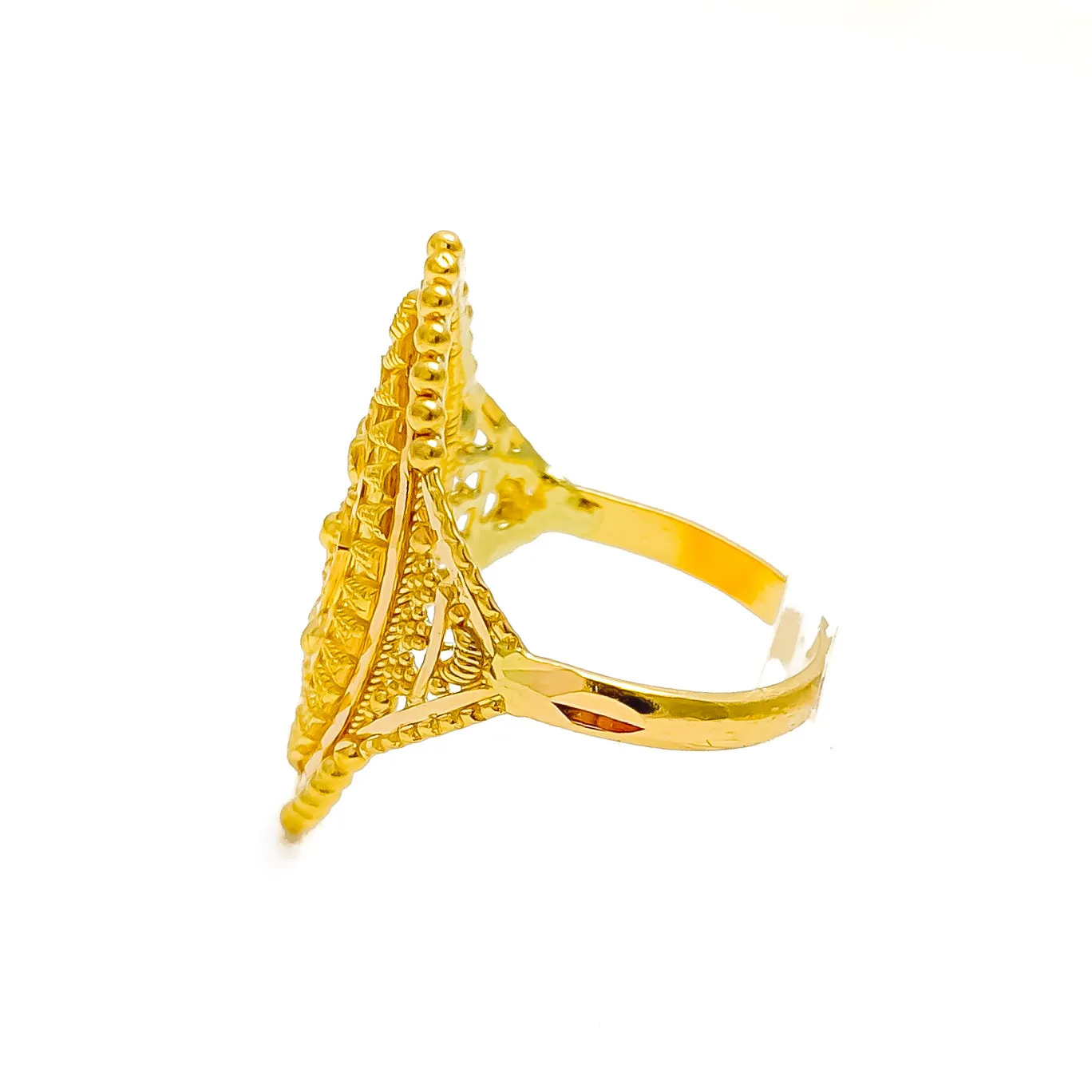 Beautiful Dazzling 22K Gold Elongated Ring