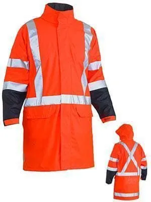 Bisley Workwear Taped Hi Vis Rain Coat  X Back (Waterproof) BJ6955XT