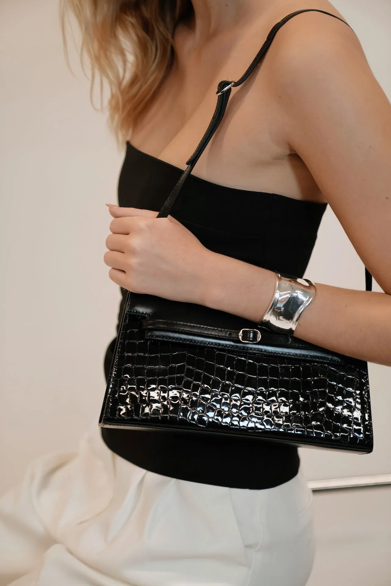 Black Croc Shoulder Bag (Limited Edition. Pre-Order Only.)