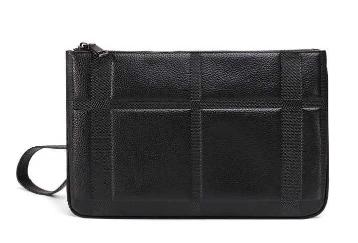 Black Mens Leather Slim Zipper Clutch Wristlet Purse Bag Clutch Bag For Men