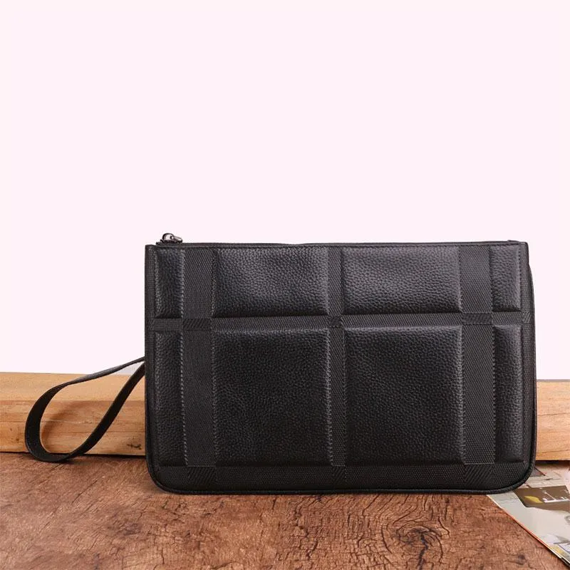 Black Mens Leather Slim Zipper Clutch Wristlet Purse Bag Clutch Bag For Men