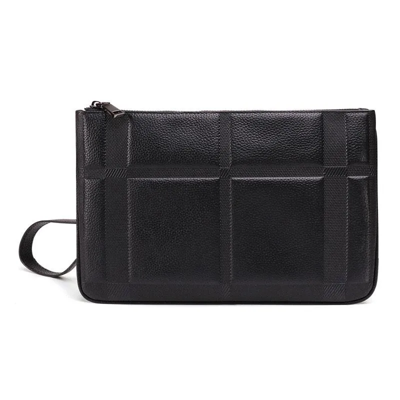 Black Mens Leather Slim Zipper Clutch Wristlet Purse Bag Clutch Bag For Men