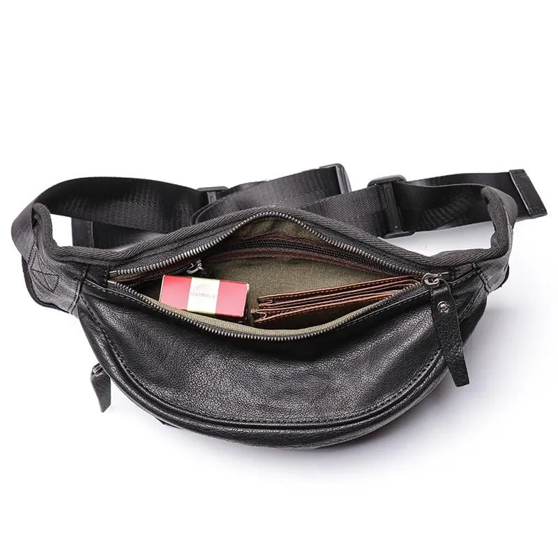 Brown MENS LEATHER 8 inches FANNY PACK Black Chest Bag BUMBAG Bag WAIST Bag For Men