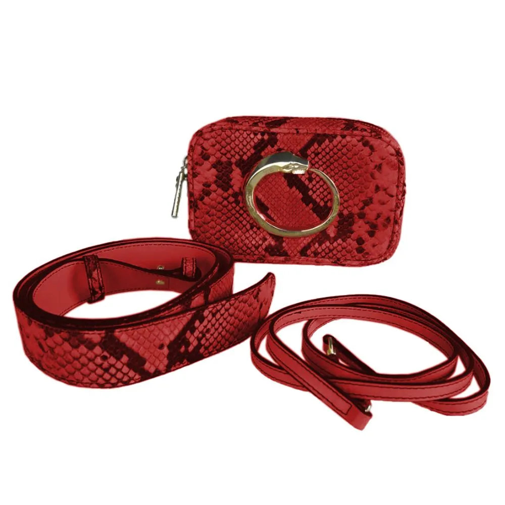 Cavalli Class Red Leather Di Calfskin Clutch Bag