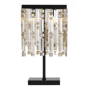 Cerone Black with Champagne Crystal Modern Elegant Table Lamp