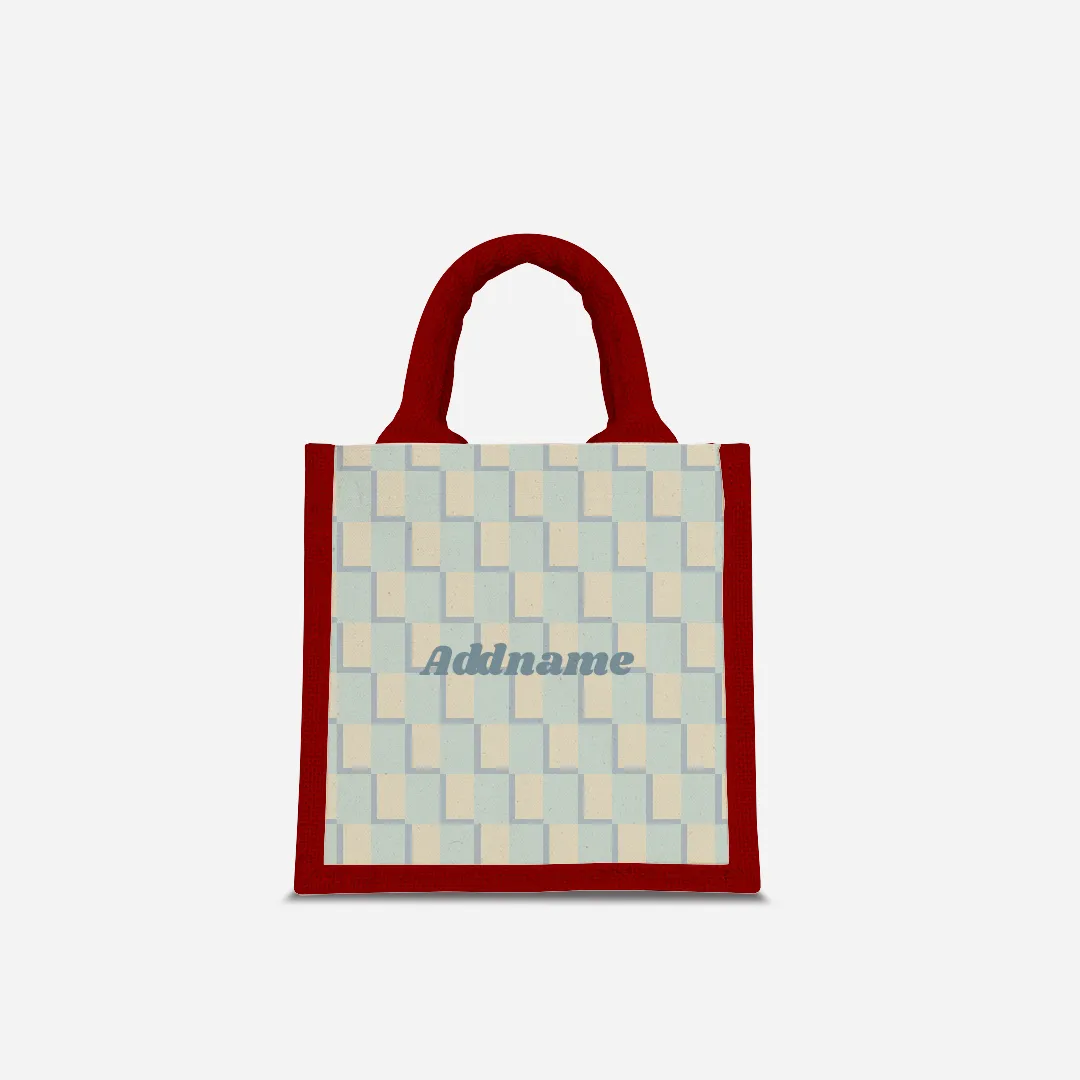 Checkered Series Half Lining Lunch Bag  - Blue Red