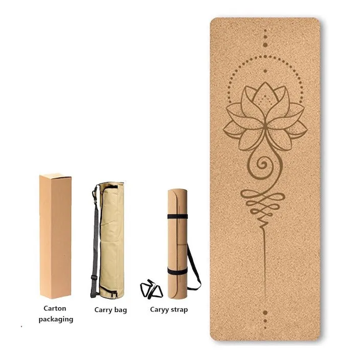 Cork Yoga Mat with Bag | Compostable Yoga Mat | 72" x 24" | 5mm thickness