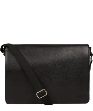 'Daniel' Black Leather Messenger Bag