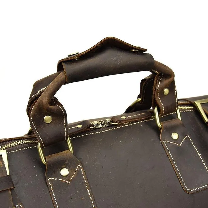 Dark Brown Crazy Horse Leather Duffel Bag