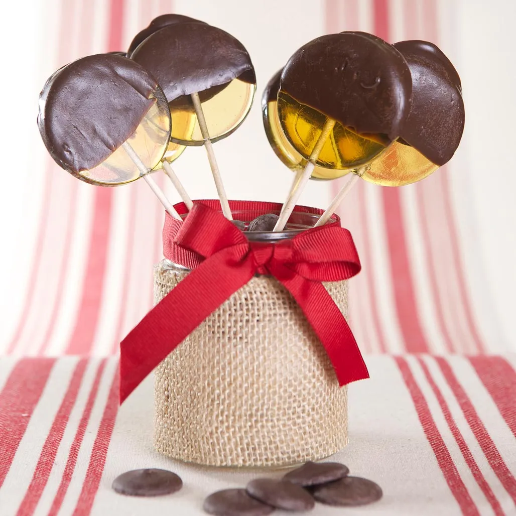 Dark Chocolate Dipped Honey Lollipops Bag of 8