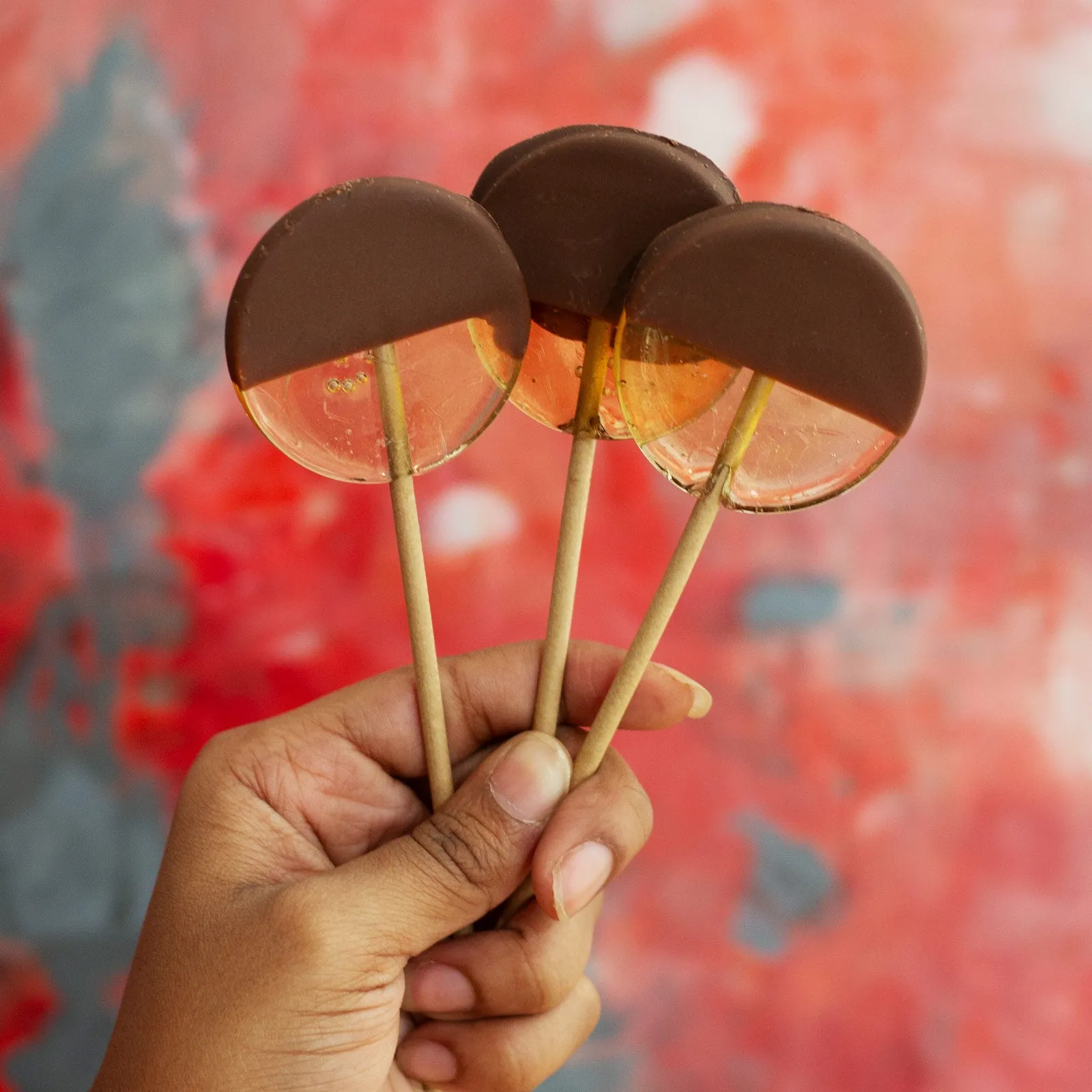 Dark Chocolate Dipped Honey Lollipops Bag of 8