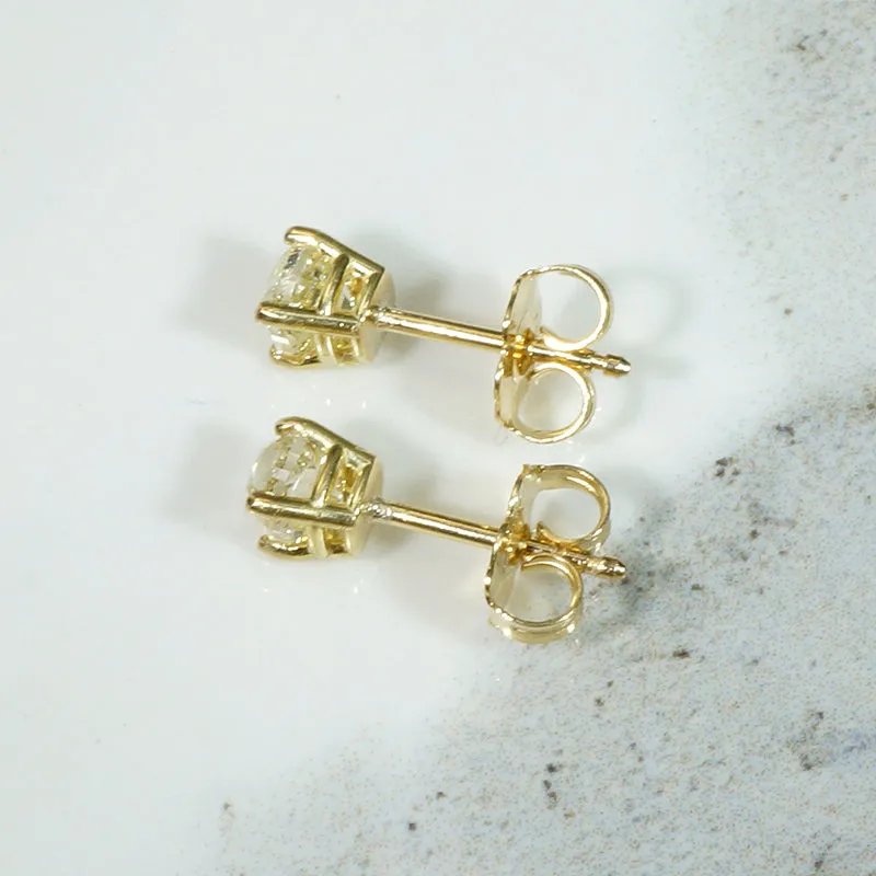 Dazzling Antique Diamonds in 18k Gold Stud Earrings