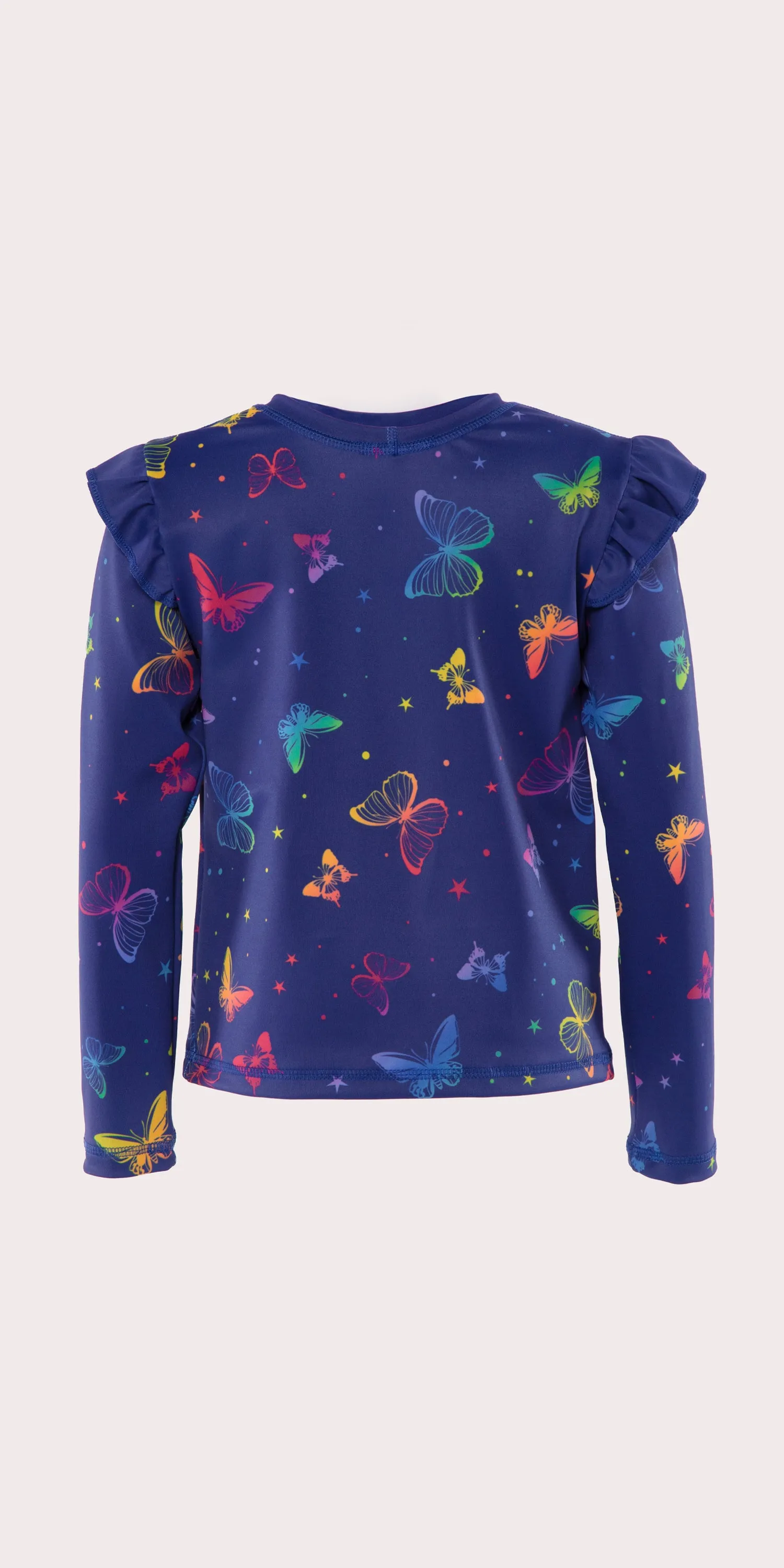 Dazzling Butterflies - Kids Ruffle Long Sleeve Top