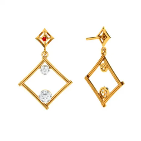 Dazzling Diamond Embedded Triangle 22k Women's Gold Earrings