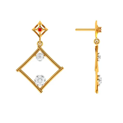 Dazzling Diamond Embedded Triangle 22k Women's Gold Earrings