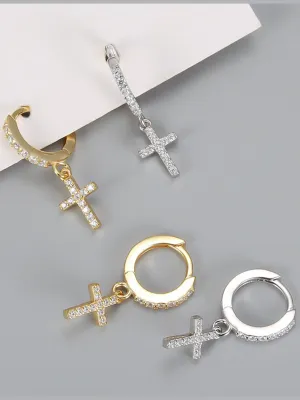 Dazzling Divine Cross Drop Earrings