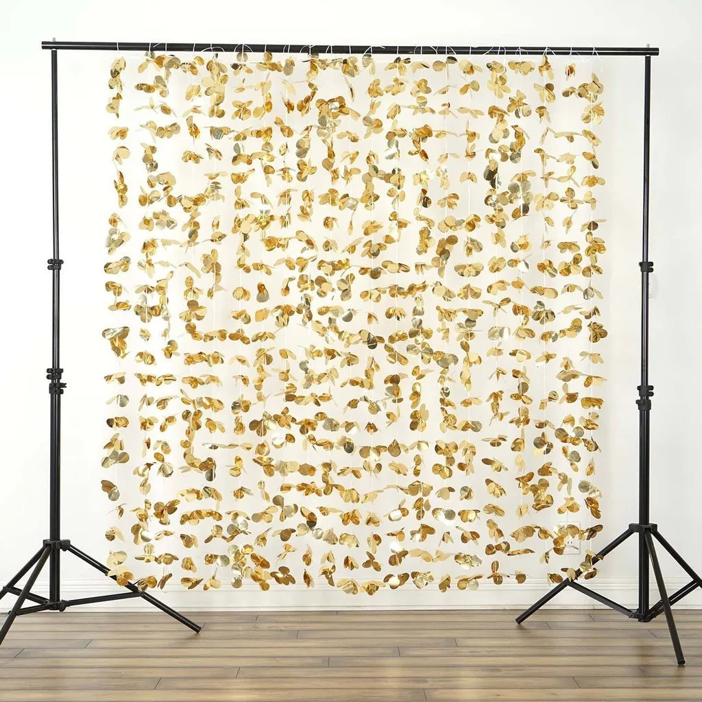 Dazzling Metallic Foil Flower Wedding Backdrop- Gold- 6ftx6ft