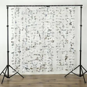 Dazzling Metallic Foil Flower Wedding Backdrop- Silver- 6ftx6ft