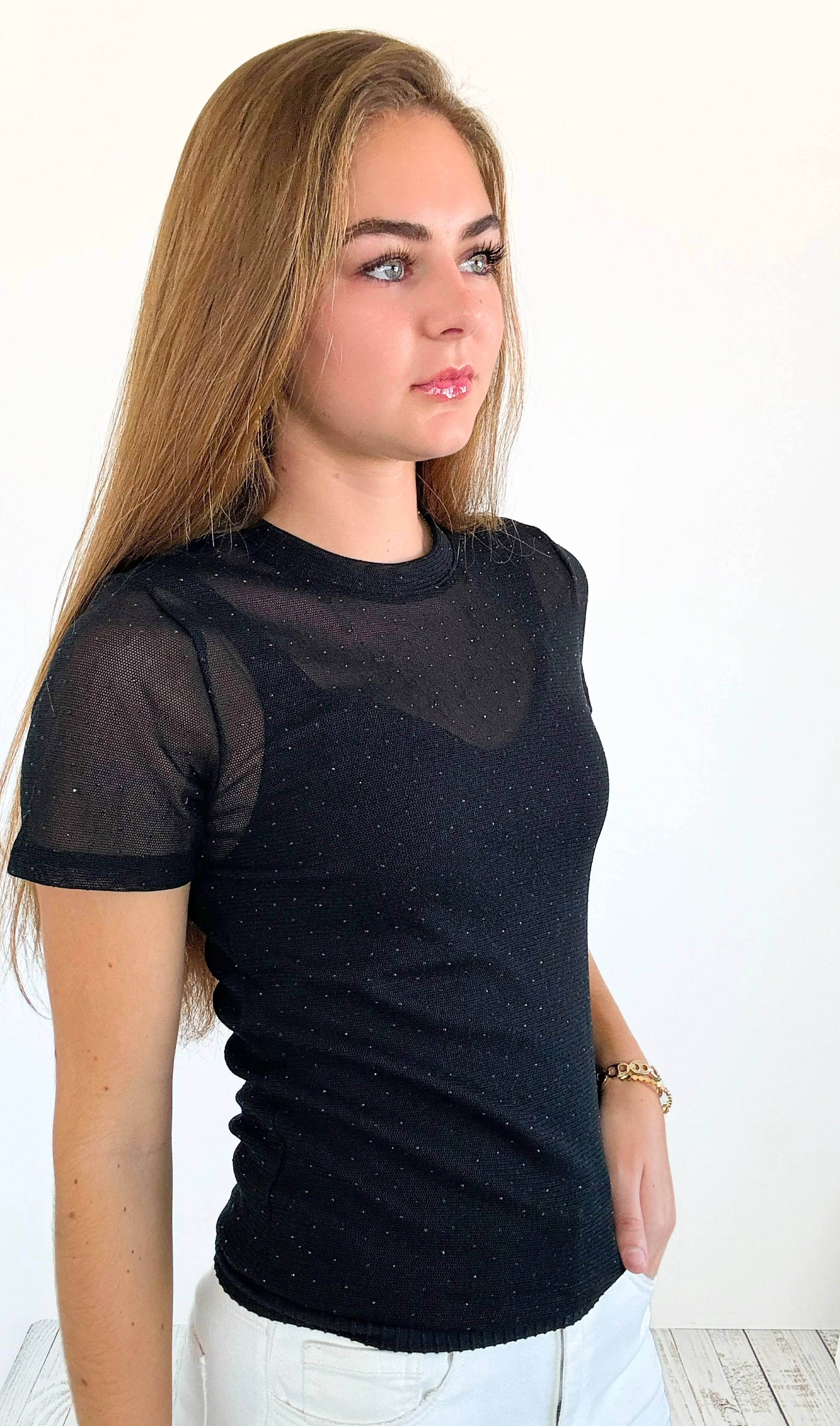 Dazzling Noir Mesh Top