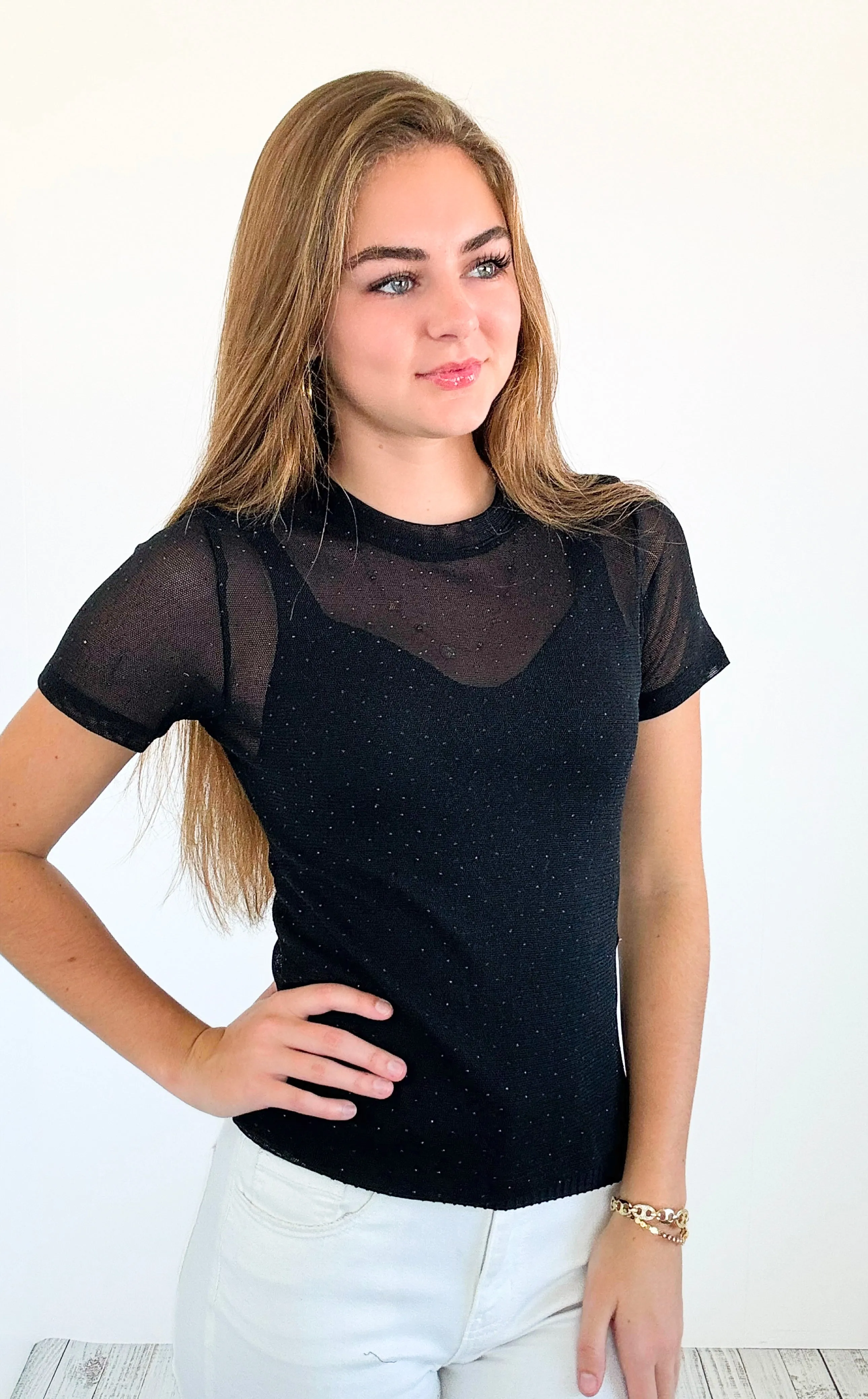 Dazzling Noir Mesh Top