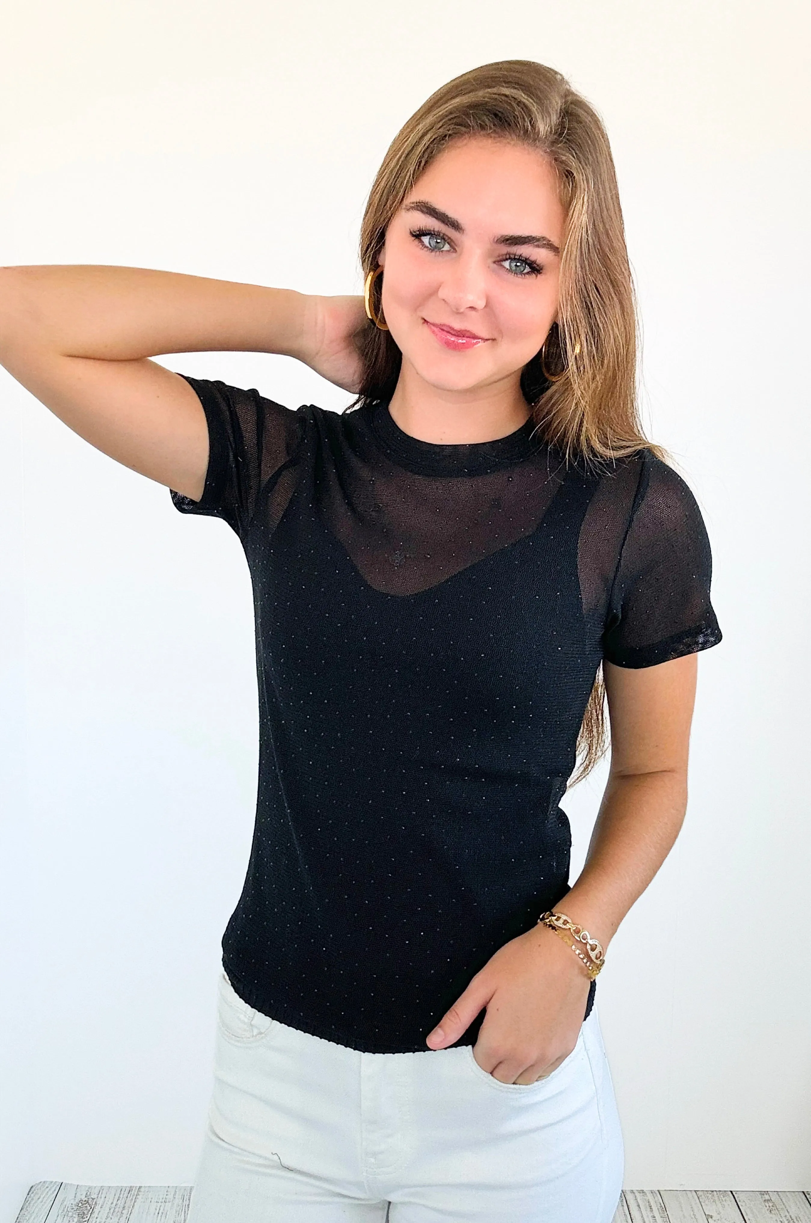 Dazzling Noir Mesh Top