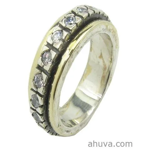 Dazzling White Zirconian Stone Spin Ring