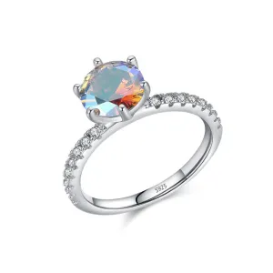 Dazzling Zircon Sterling Silver Ring for Women, High-End Korean Fashion, Size 5-10