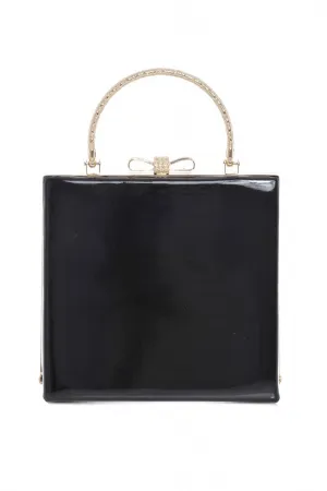 Detailed Handle  Patent Clutch Bag