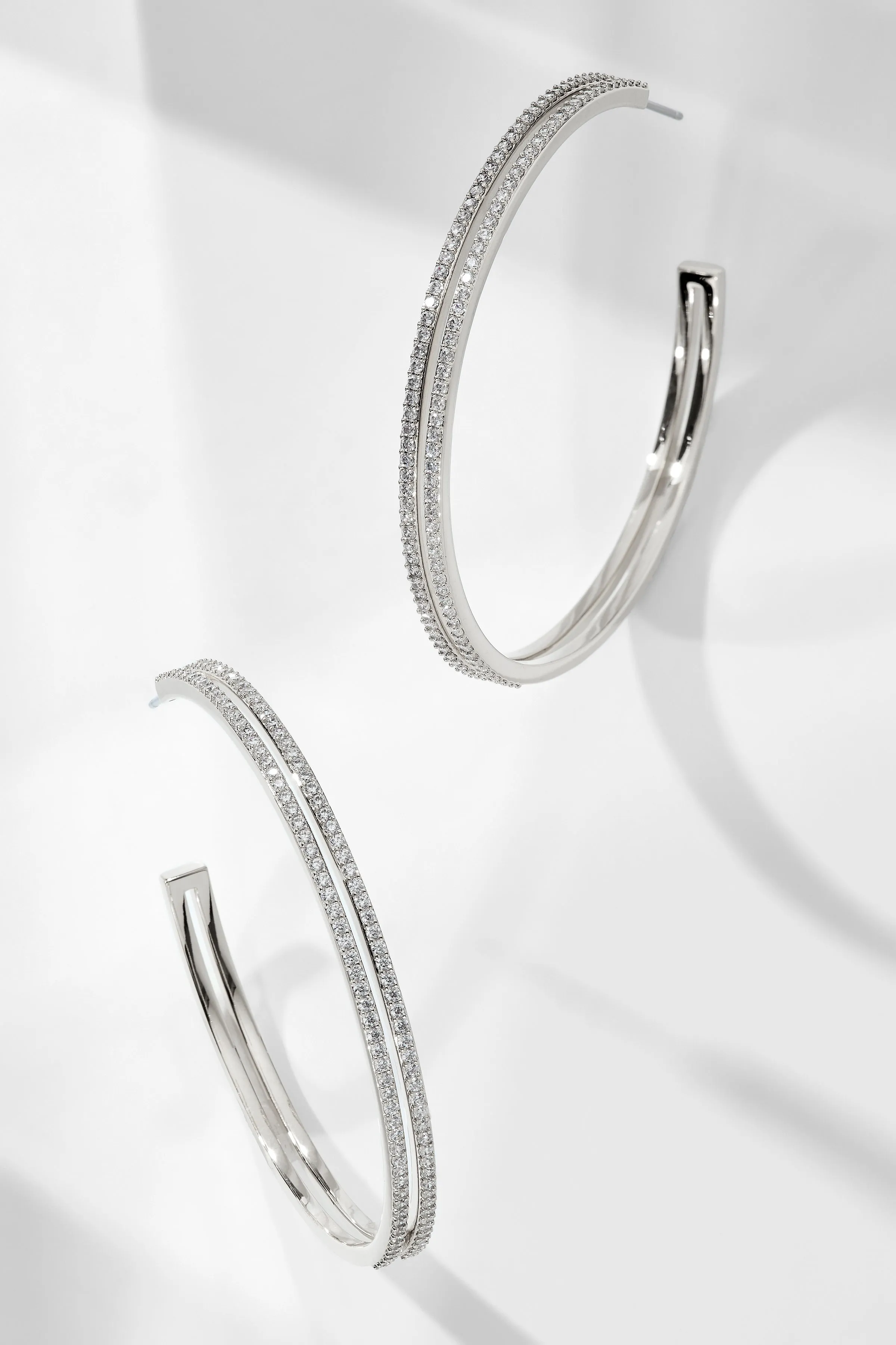 DISCO PAVE CZ  OPEN LARGE HOOP EARRINGS